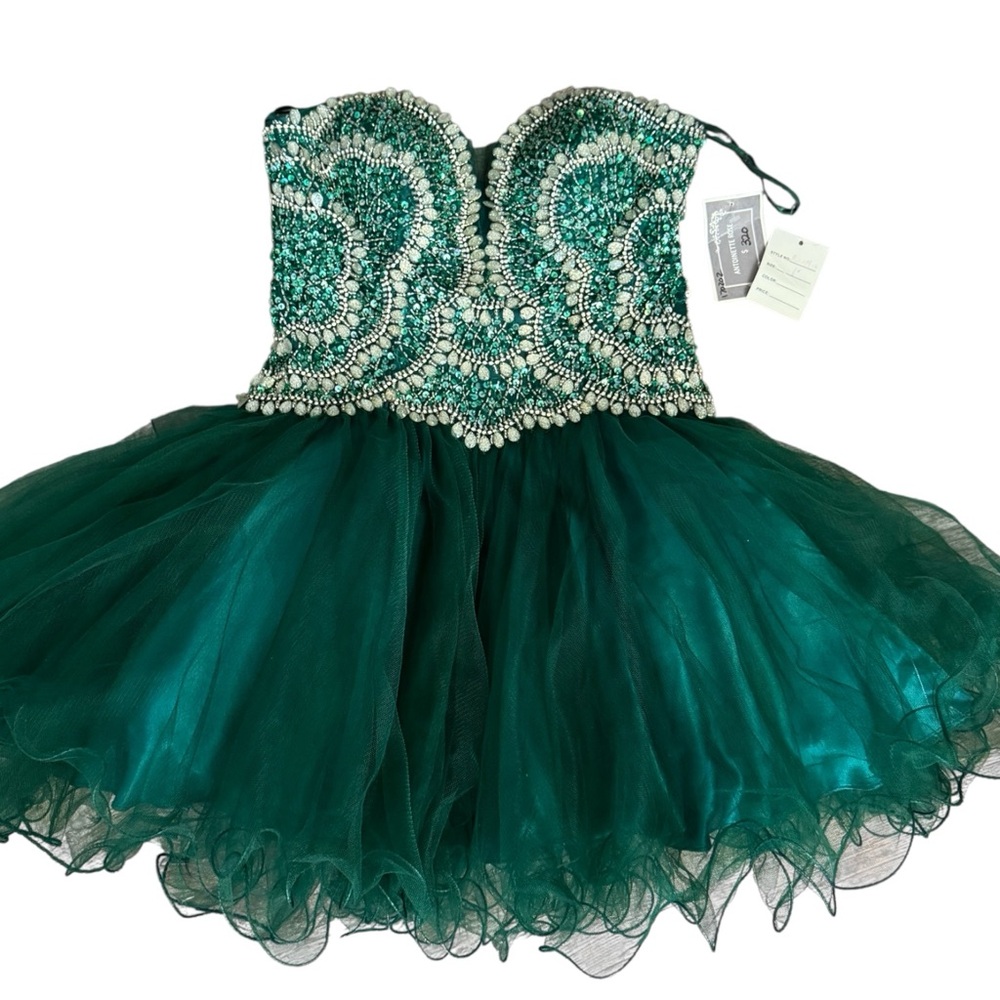 NWT Antoinette Rose Stunning Green Beaded Prom Dress strapless Sz 6
